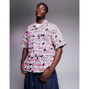 衬衫 男士 repeat 蓝色宽松款 Hugo 徽标印花粉色衬衫 Blue