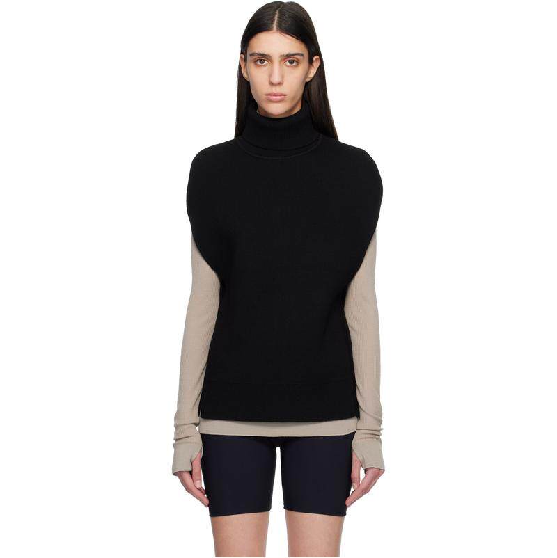 Totême 女士 毛衣 黑色 Double-Knit Cape 高领