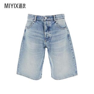 春夏新品 浅蓝五袋带Logo拼缀男士 Icon Back 百慕大短裤 Denim