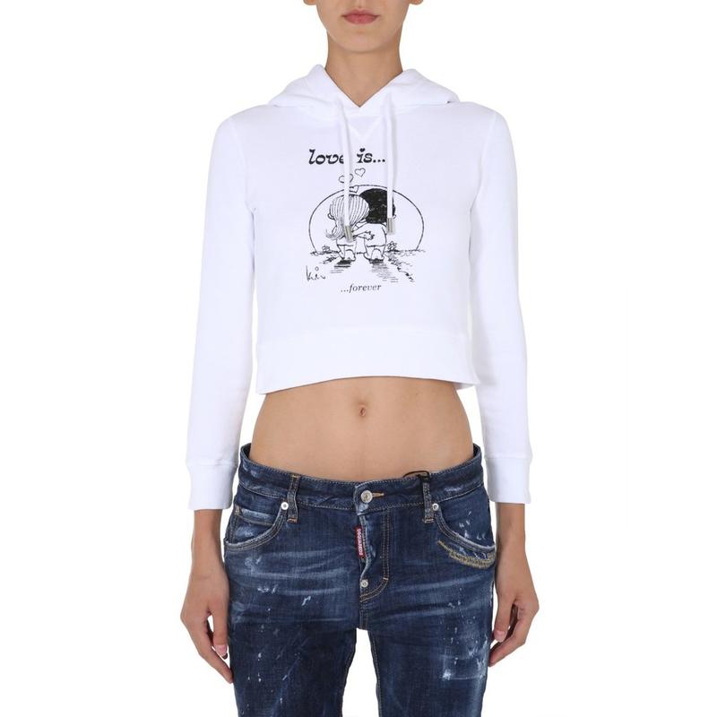 DSquared2 女士 FW20 卫衣 Love is Forever 印花连帽卫衣