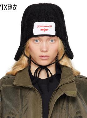 Charles Jeffrey Loverboy 女款黑色 Chunky Aviator 毛线帽 迷衣