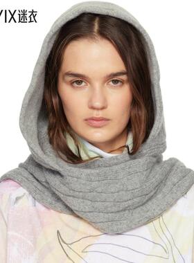 OPEN YY 女款灰色 Convertible Cable Knit Hooded 围巾 迷衣时尚