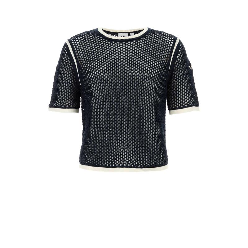 Adidas 男士 SS25 T恤 Wales Bonner x 海军蓝钩花T恤