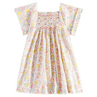 Bonpoint 婴儿 连衣裙 Pais 花朵罩衫式棉质童装