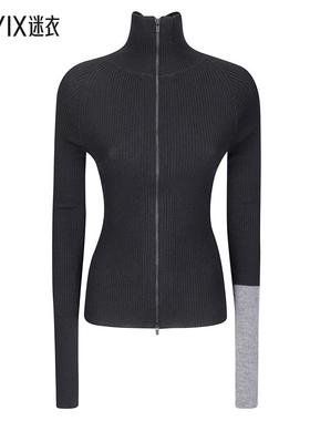 [秋冬新品]Yohji Yamamoto 女款Maglione Cd 彩色结合高领拉链毛