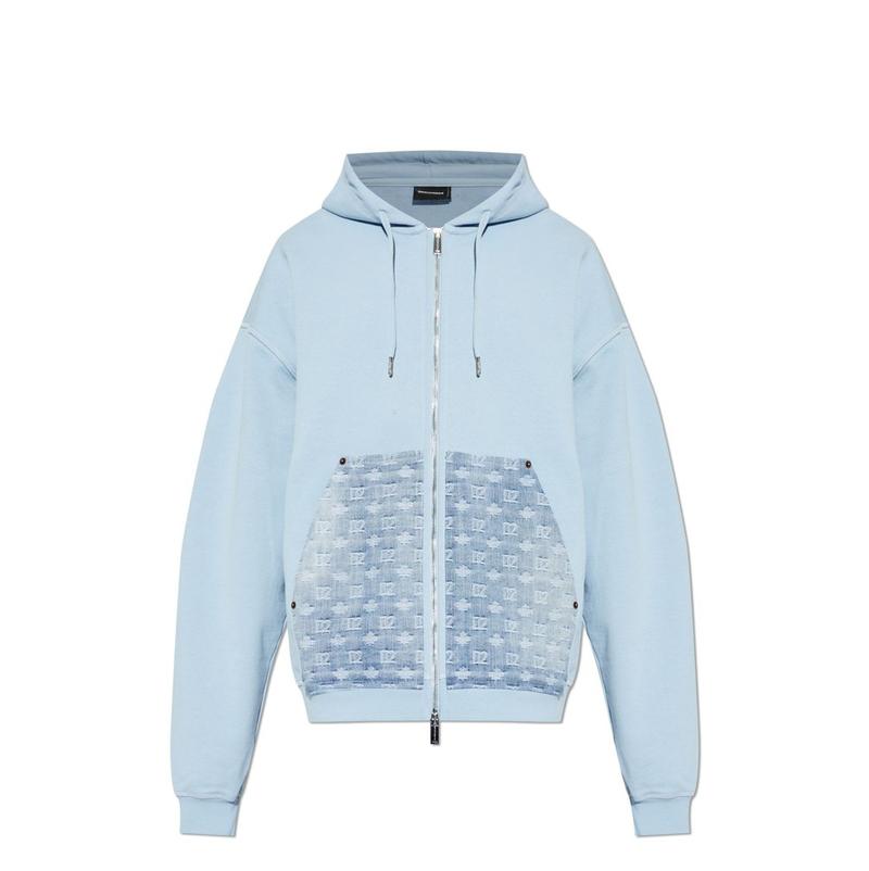 DSquared2 D二次方 男士 SS26 卫衣 字母图案牛仔布口袋连帽衫图片