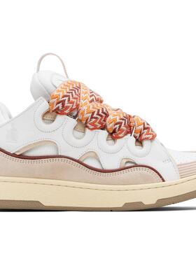 Lanvin 浪凡 男士 运动鞋 白色  驼色 Curb Leather