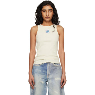 Marni 玛尼 女士 背心 灰白色 Ribbed Cotton Marni Frame Logo