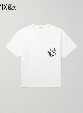 【秋冬新品】Bode 男款钉珠叶子精饰印花棉针织T恤 迷衣时尚