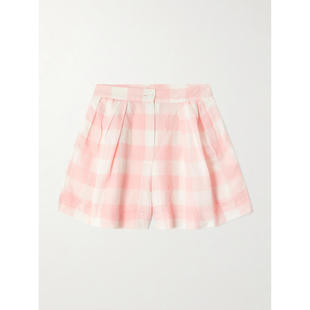 Colson 褶裥格纹亚麻棉混纺短裤 女士 Kenya 短裤 Thierry