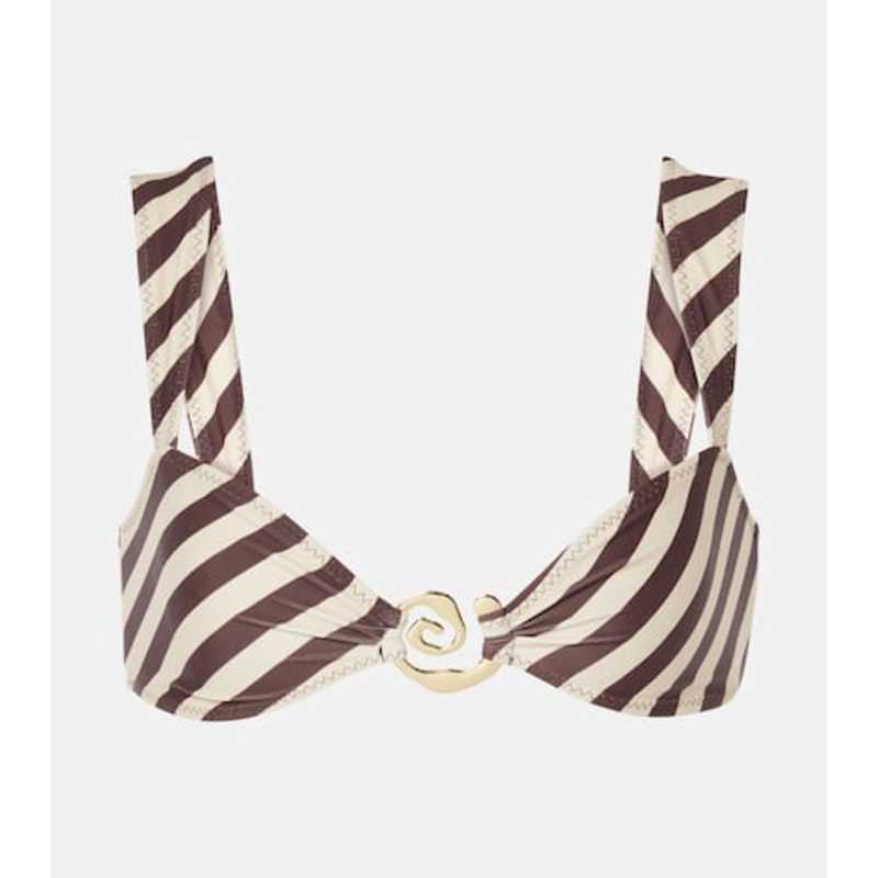 Same 女士 比基尼 螺旋形条纹比基尼上装