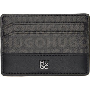 Hugo 雨果 男士 卡包 黑色 Stacked-Logo