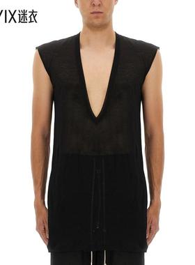 【早秋新品】Rick Owens瑞克欧文斯 男款黑色棉质T恤T恤 迷衣时尚