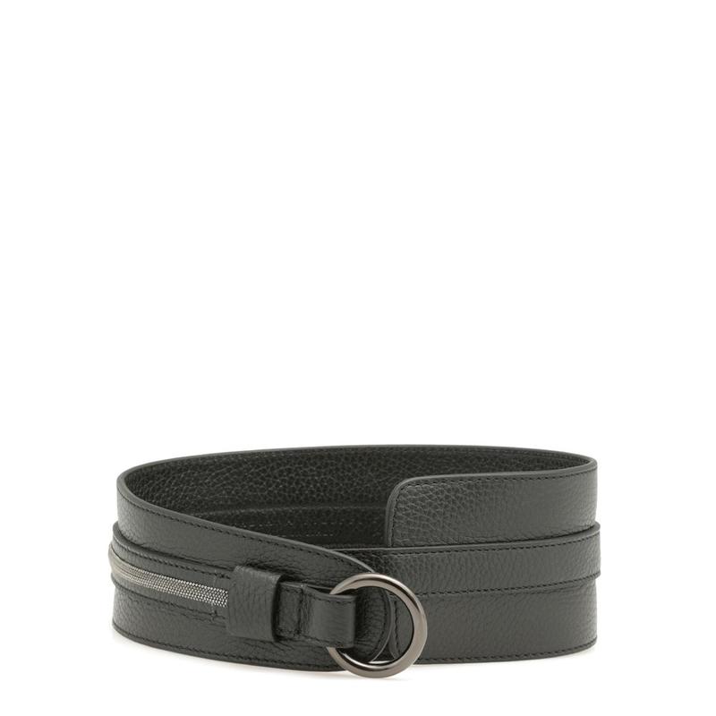 Fabiana Filippi 女士 SS21 腰带 黑色粒面腰带
