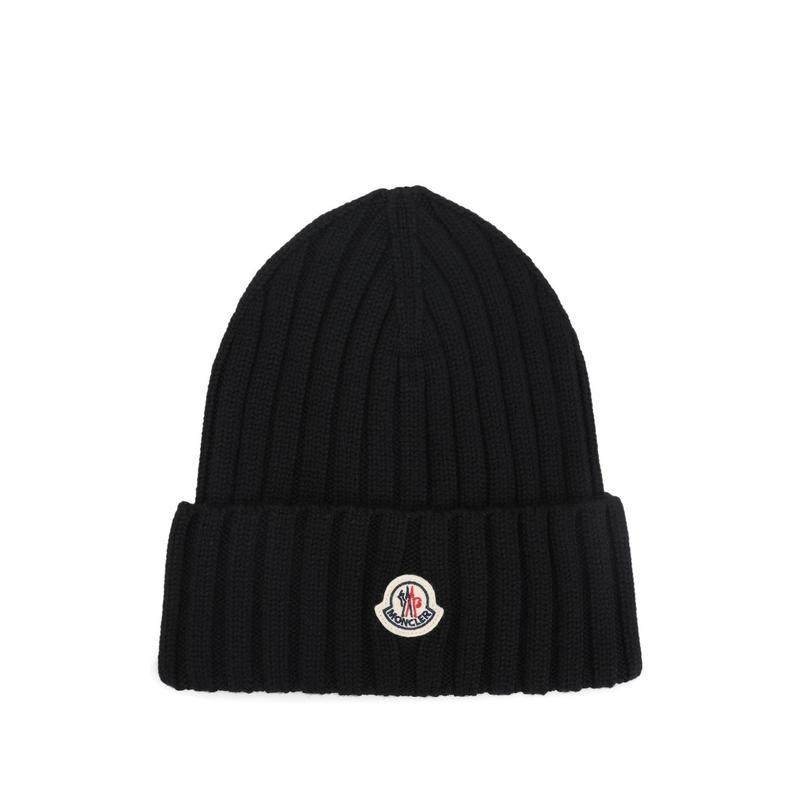 Moncler 女士 SS26 帽子 標誌貼片羅紋帽