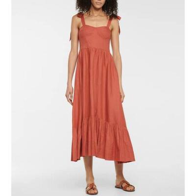 SIMKHAI 女士 中长连衣裙 Georgia 亚麻混纺