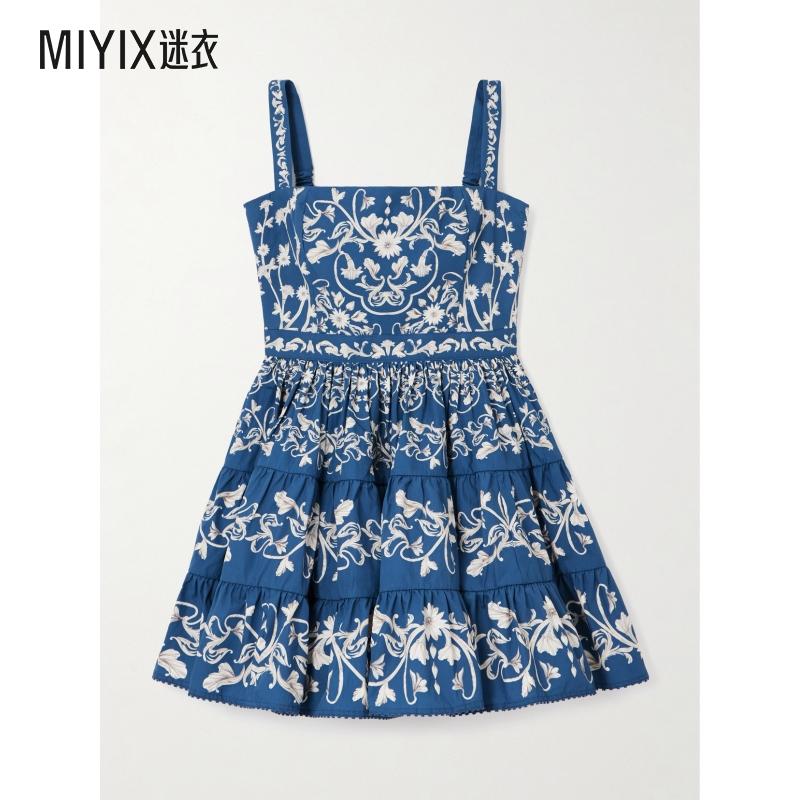 Agua By Agua Bendita女款 Lima Ribbons 层叠印花棉质迷你连衣裙