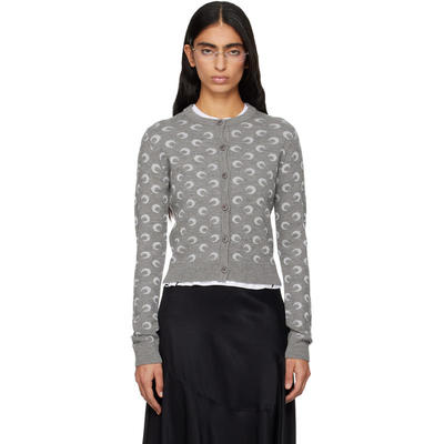 Marine Serre 女士 开衫 灰色 Moon Jacquard Knit Fitted