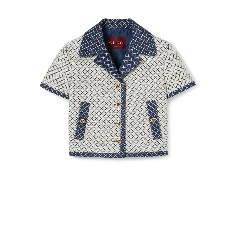 Gucci 女士 FW25 夹克 菱形棉结子绒夹克