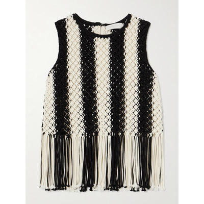 Zimmermann 兹默曼 女士 背心 Wanderlust 条纹流苏边棉质上衣