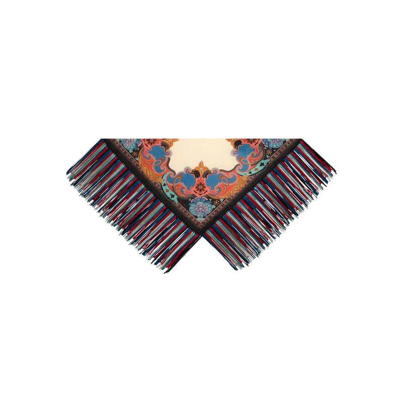 Etro 艾绰 女士 SS26 斗篷 MOTIF 真丝流苏花朵围巾