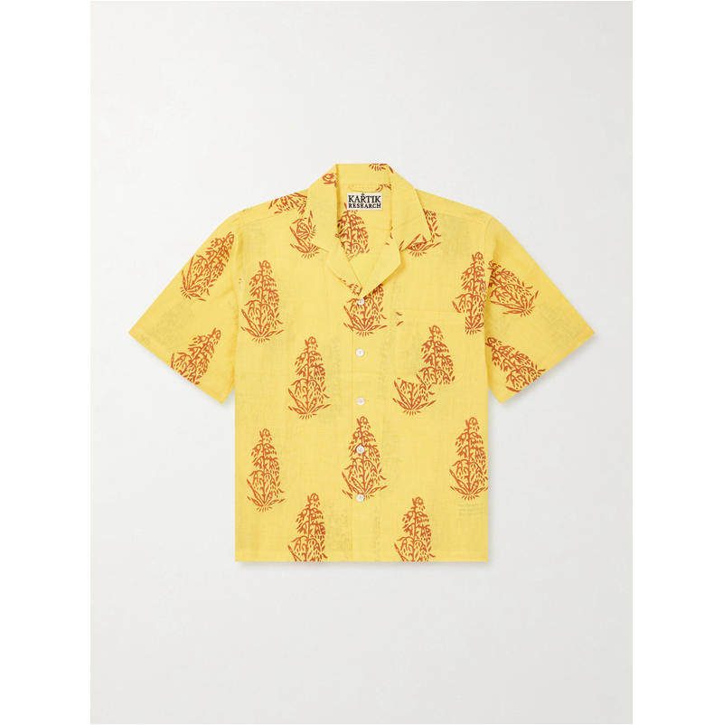 Kartik Research 男士 FW26 衬衫 Camp-Collar 印花亚麻
