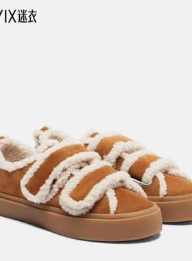 INUIKII 女款皮毛饰边绒面革低帮运动鞋 迷衣时尚