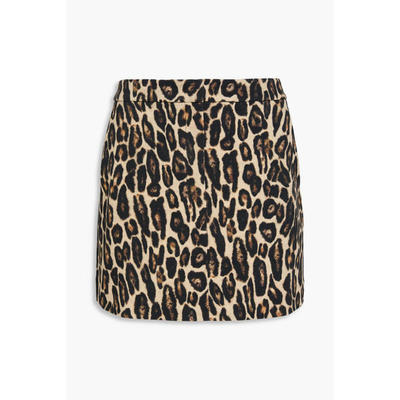 Theory 思睿 女士 迷你裙 豹纹羊毛混纺斜纹布迷你半身裙