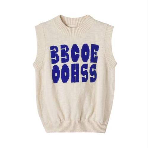 Bobo Choses 中性（儿童） 针织衫 徽标针织棉混纺背心童装