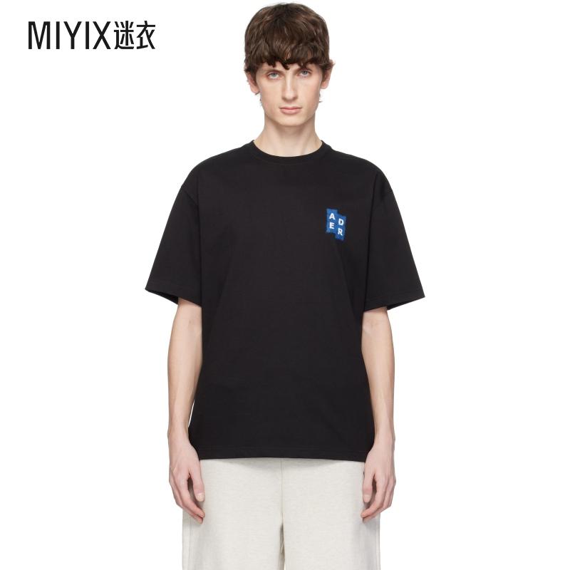 Ader Error 男士黑色 Sig; TRS Tag 04 T 恤 迷衣时尚