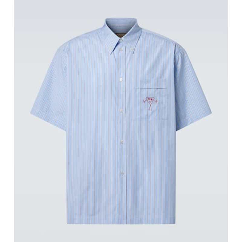 Plan C 男士 衬衫 ooplin 条纹棉质衬衫