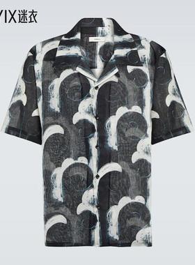 COMMAS 男款印花棉质薄纱保龄球衬衫 迷衣时尚