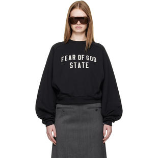 Essentials 女士 卫衣 黑色 Fleece Raglan Crewneck 套头衫