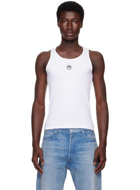 Marine Serre 男士 背心 白色 Organic Cotton Rib
