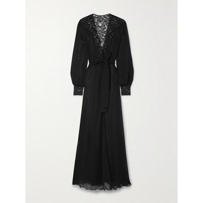 LORETTA CAPONI 女士 睡袍 Celia 束带凸纹蕾丝真丝乔其纱睡袍