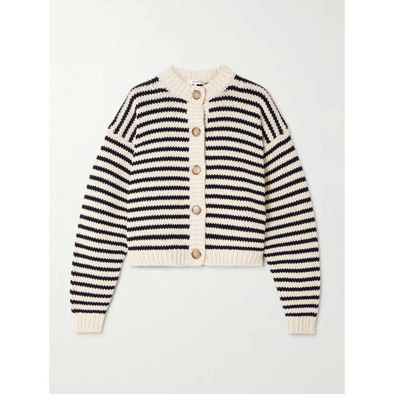 FRAME 女士 开衫 Femme 短款条纹棉质针织开衫