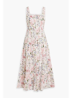 Mikael Aghal 女士 中长连衣裙 印花棉质府绸中长连衣裙