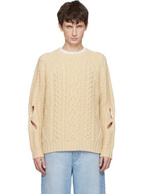 Stefan Cooke 男士 毛衣 米色 Slashed Cable