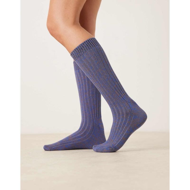 ASOS DESIGN 女士 袜子 设计针织混合棕色浅蓝色纱线袜子