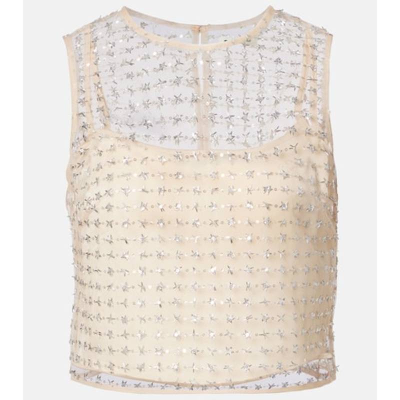 Staud 女士 背心 Seraphina 珠片薄纱上衣