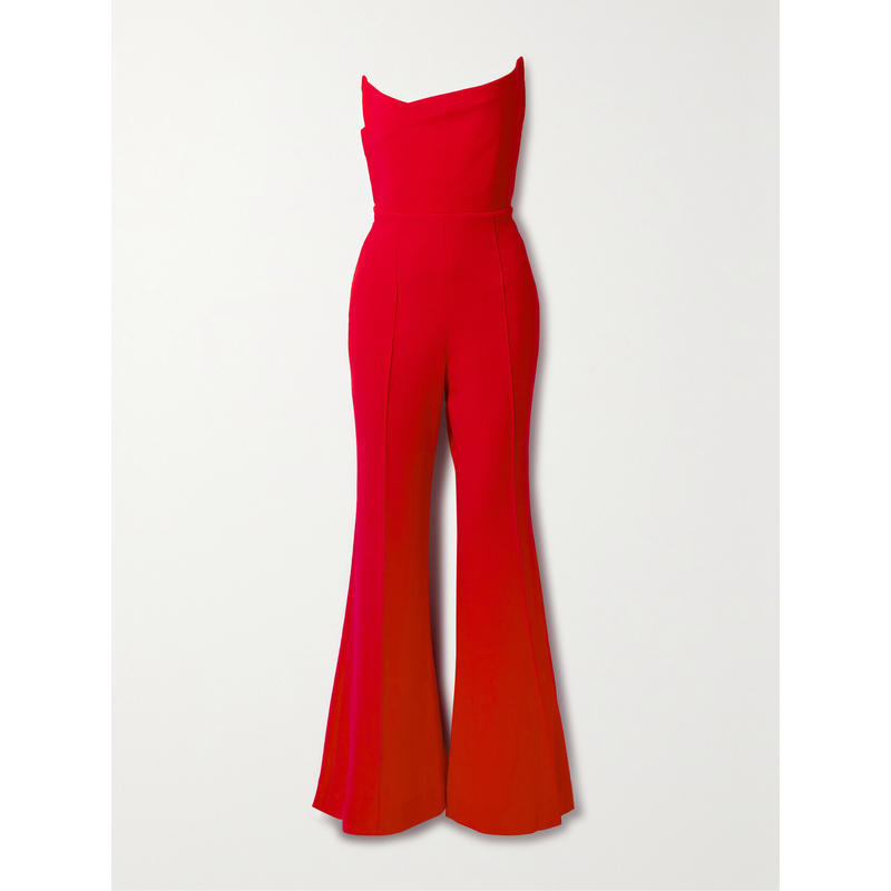 Roland Mouret 女士 长款连身裤 抹胸不对称羊毛绉纱连体裤