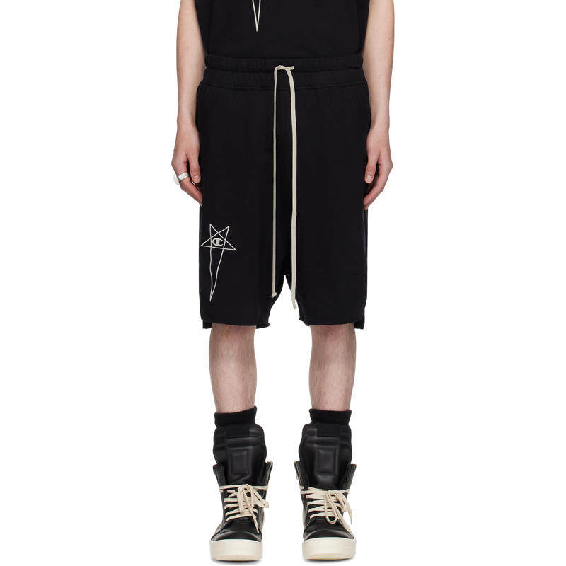 Rick Owens 男士 短裤 黑色 Champion 联名 Beveled Pods 短裤,男装,短裤,淘宝优惠券,粉丝福利购,淘宝优惠卷
