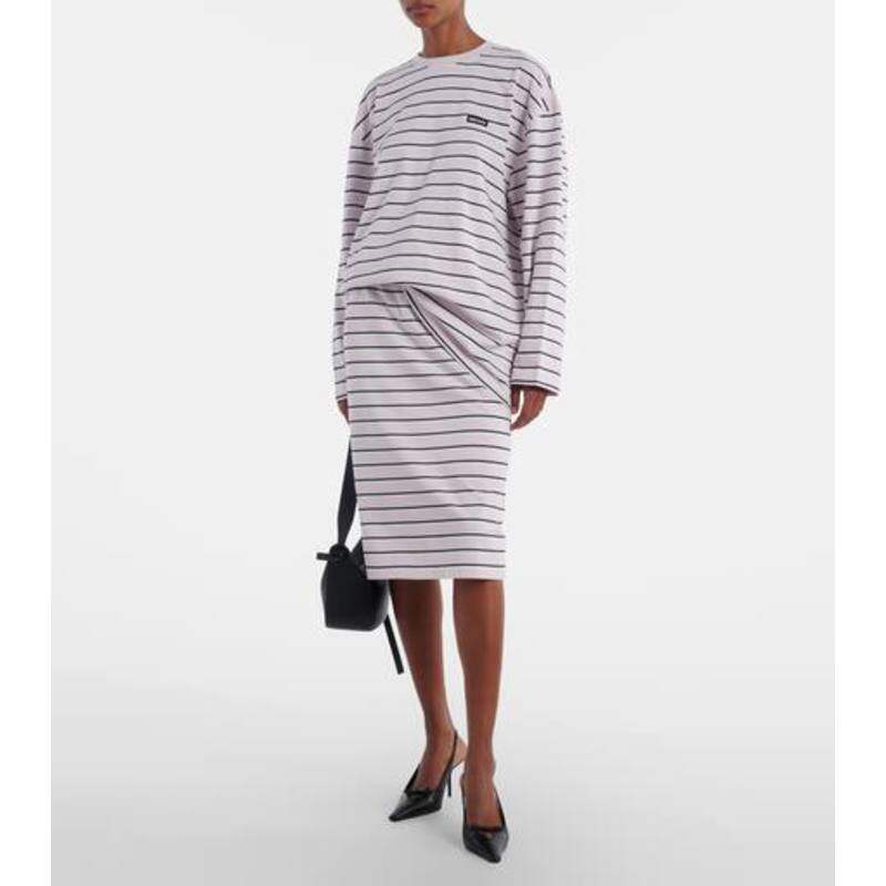 ROTATE 女士 中长裙 Sasseline 条纹棉质针织铅笔半身裙