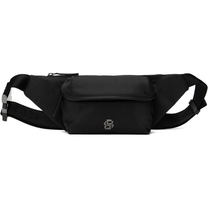 HUGO BOSS雨果博斯 男士 手拿包 黑色 Double B Monogram 腰包