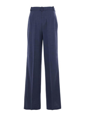 Pinko 女士 FW25 长裤 Loops 蓝色连腰带羊毛女士长裤