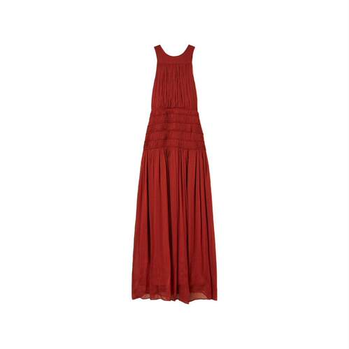 TWINSET 女士 SS26 中长连衣裙 HENNA 棕色真丝连衣裙