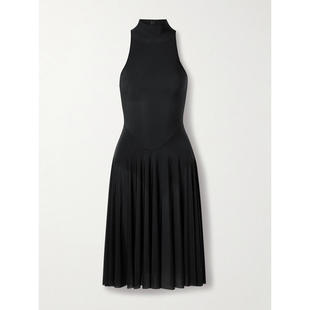 SKIMS 女士 中长连衣裙 Milky - Obsidian 透视高领中长连衣裙