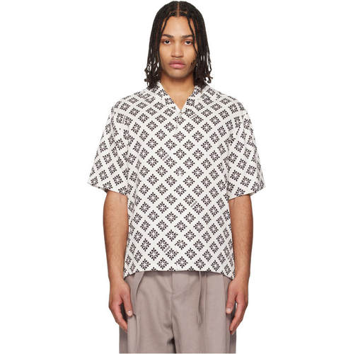Hugo 雨果 男士 衬衫 白色  黑色 Oversize-Fit Statement Print