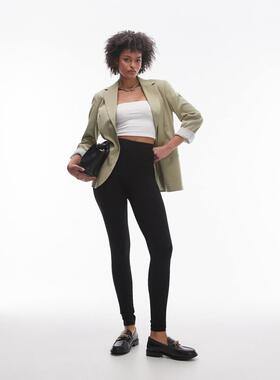 Topshop 女士 运动紧身裤 长筒基础款及踝打底裤(黑色)