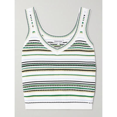 Veronica Beard 女士秋冬新品 背心 Carlin 条纹罗纹针织背心